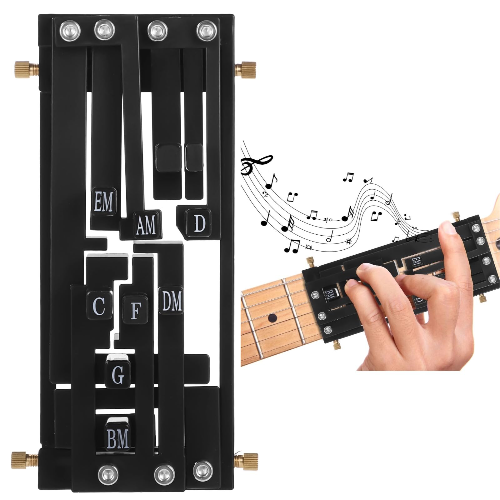 Guitar Chord Presser, Pocket Guitar Chord Practice Tool, Chord Helper for Beginners, Portable Chord Trainer for Acoustic Guitar,