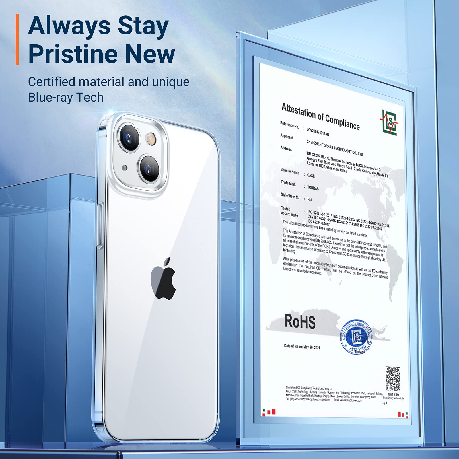 Torras Iphone 13 Case Clear, Blooming Original Beauty [Upgraded Military Drop Protection] Phone Cases Soft Tpu Ultra Thin Slim S