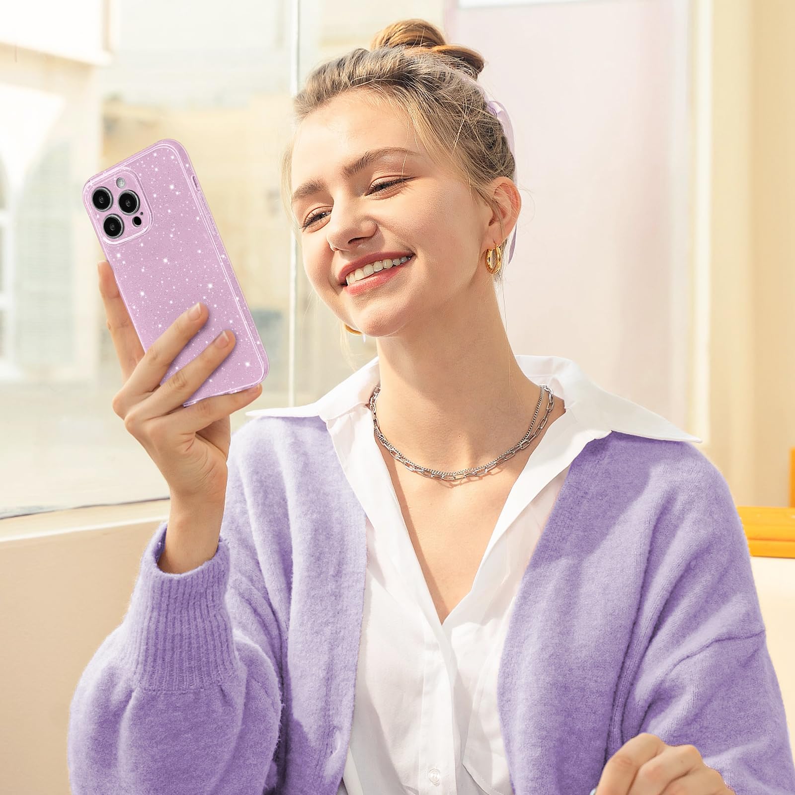 Hython Case For Iphone 14 Pro Max Case Glitter Cute Sparkly Shiny Bling Sparkle Phone Cases 6.7, Thin Slim Fit Soft Tpu Bumper S