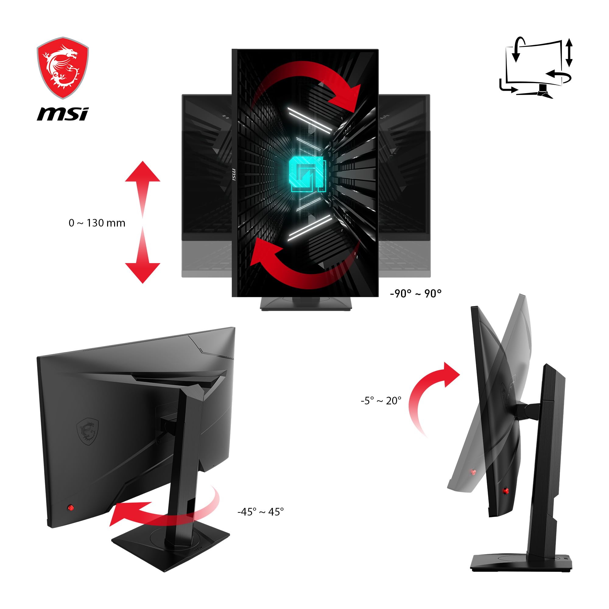 Msi G274Qpf-Qd, 27 Gaming Monitor, 2560 X 1440(Qhd), Ips, 170Hz, Freesync Premium, Hdr400, Hdmi, Displayport, Usb C, Tilt, Black