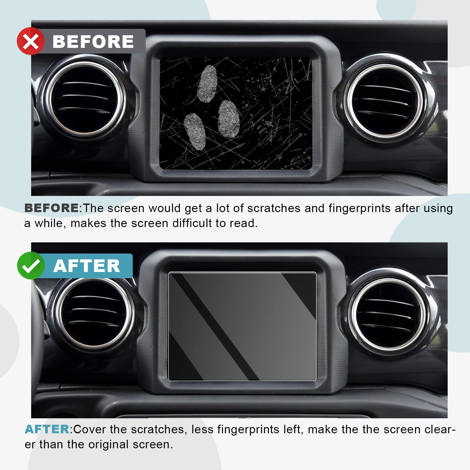 Cdefg For 2018 2019 2020 2021 2022 2023 Wrangler Jl/Gladiator Jt Center Control Touchscreen Navigation Touch Screen Protector, Hd Clear Tempered Glass 9H Scratch Resistance (For 8.4' Screen)