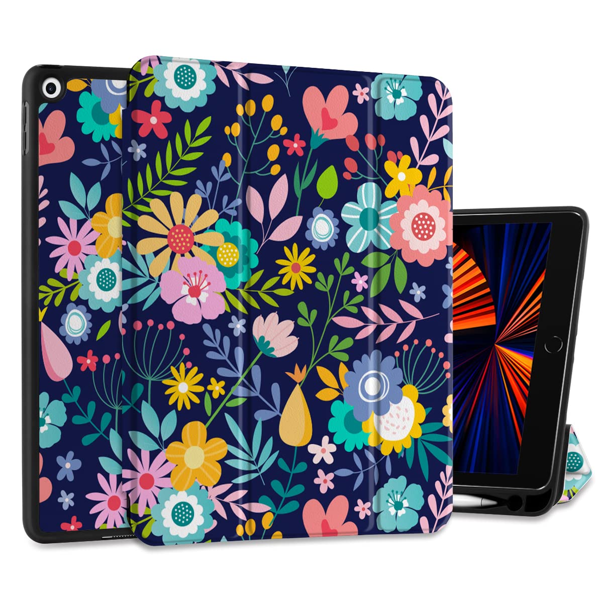 DONGKE Case Compatible with iPad 10.2 Inch 2021 2020 2019 iPad 9th/8th/7th Generation with Pencil Holder, Slim Stand Protective 
