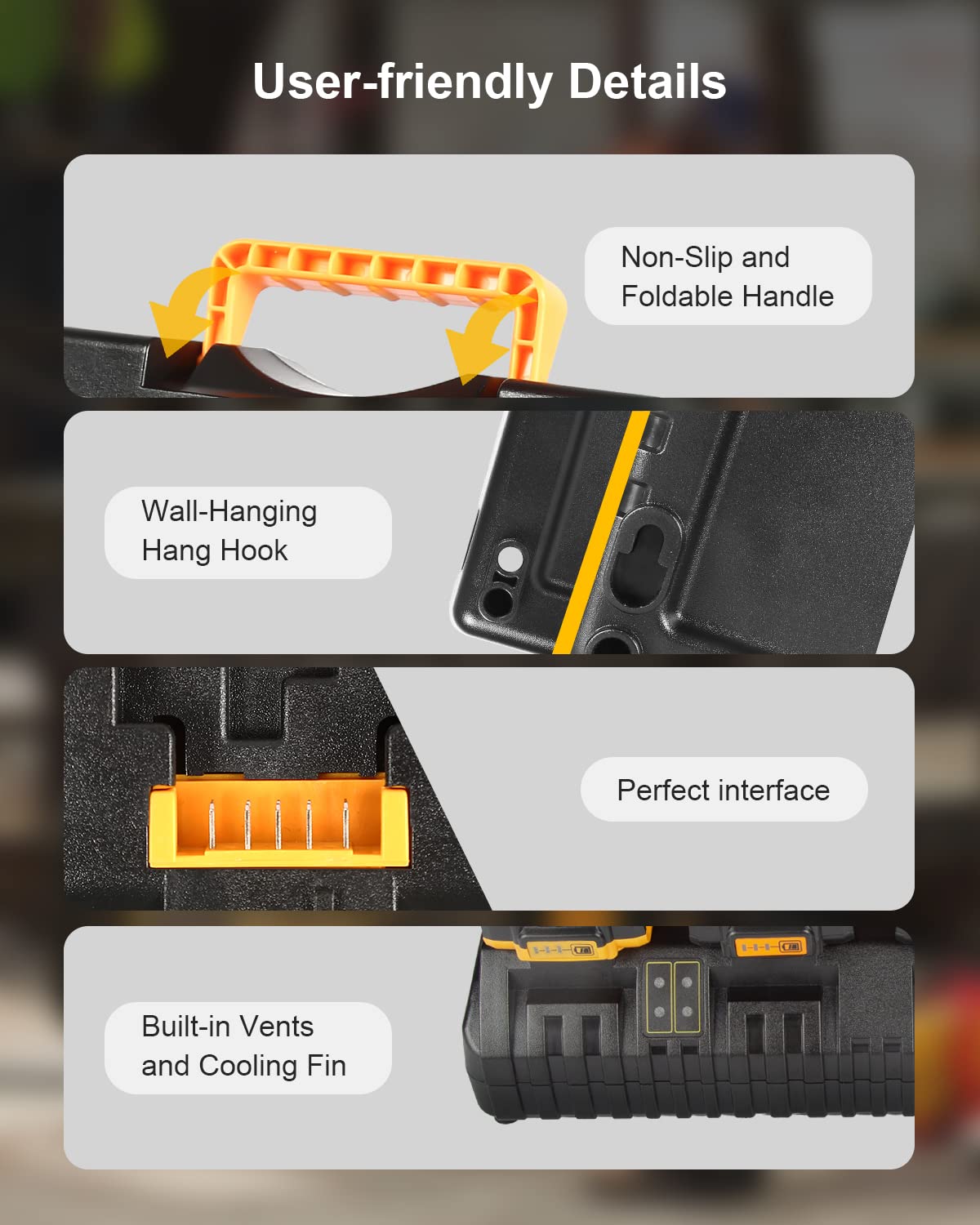 Lenoya Dcb104 Battery Charger Replacement For Dewalt 12V/20V Max Battery Charger Station Dcb104(Black)