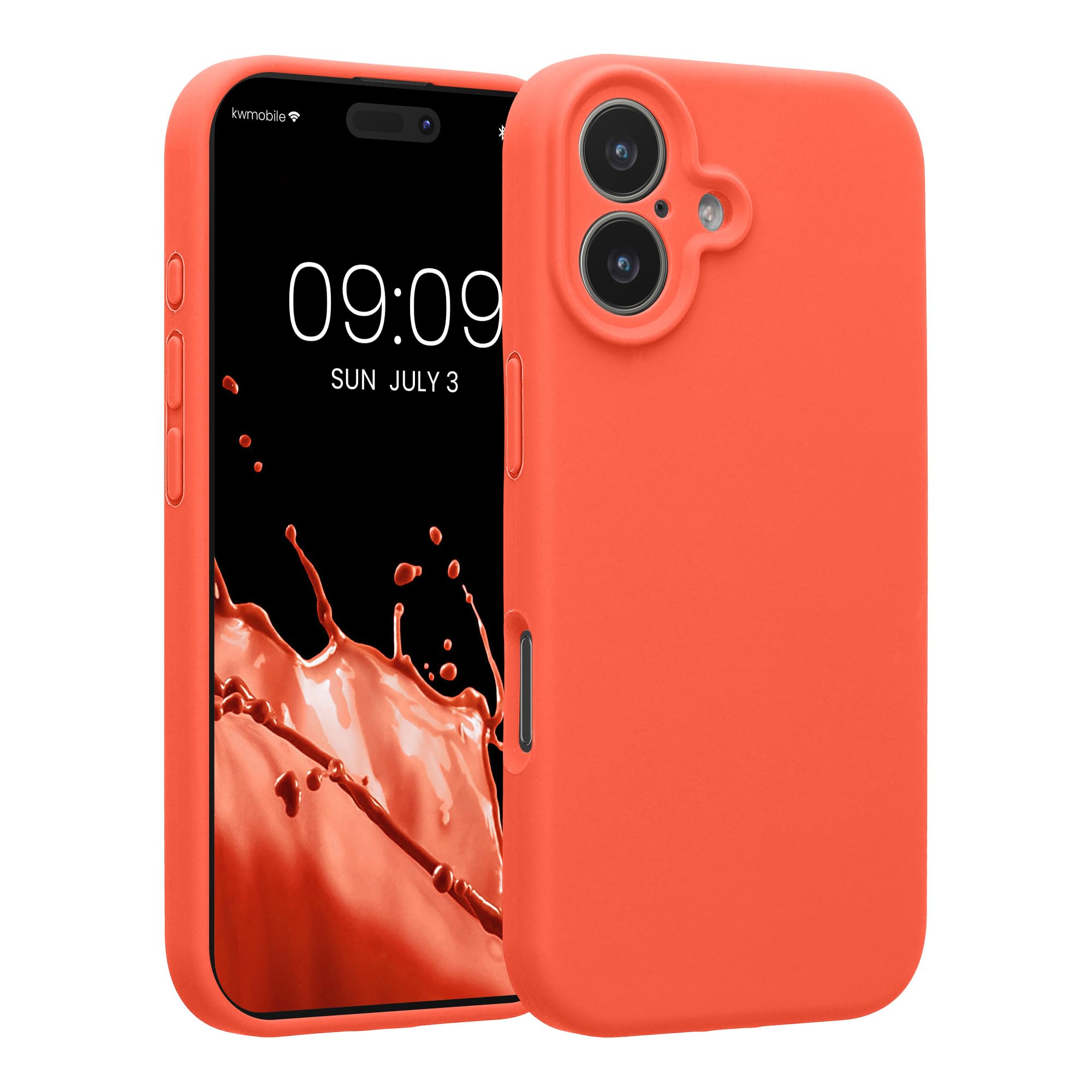 kwmobile Case Compatible with Apple iPhone 17 Case - Slim TPU Silicone Phone Cover - Soft Touch Finish - Neon Coral