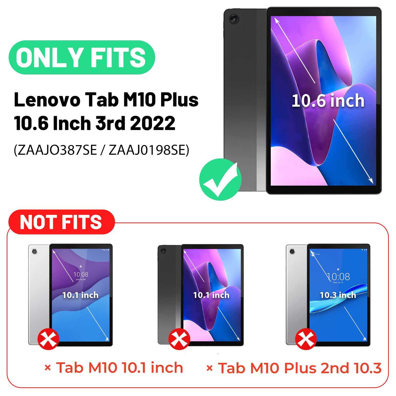 Hxcaseac For Lenovo Tab M10 Plus 3Rd Gen Case 10.6 Inch With Screen Protector/Rotating Hand Strap/Stand, 3 Layer Protective M10