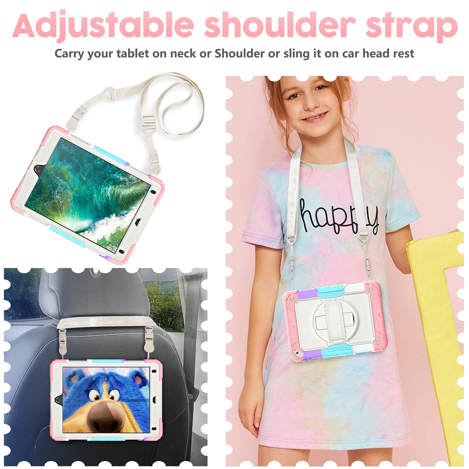 Timecity Kids Case For Ipad 6Th/5Th Generation (9.7 Inch, 2018/2017), Ipad Air 2, Full Body Rugged Case With Screen Protector, S