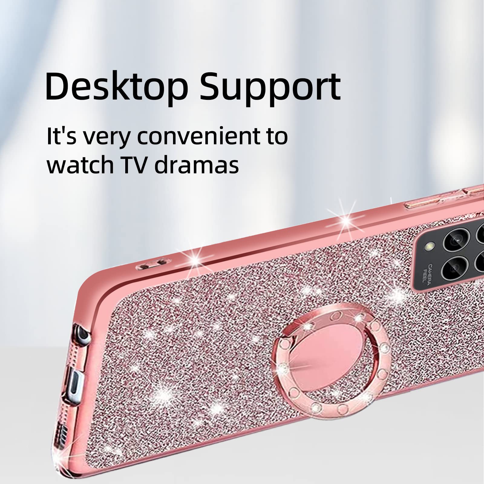 For Revvl 6 Pro 5G Case, Revvl 6 Pro 5G Phone Case For Women Glitter Crystal Clear Tpu Luxury Protective Cover With Kickstand St