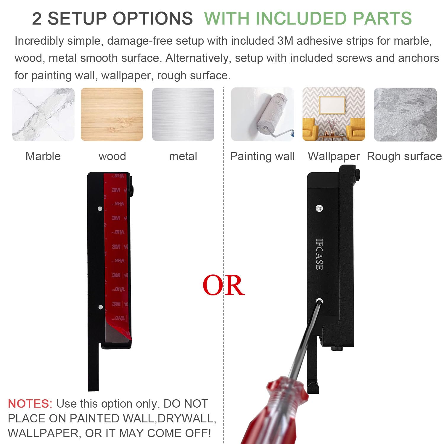 Ifcase Aluminum Wall Laptop Mount Holder For Macbook Air, Pro, Surface, Ipad, Tablets, Cell Phones With Headphone Hook, Anti Scr