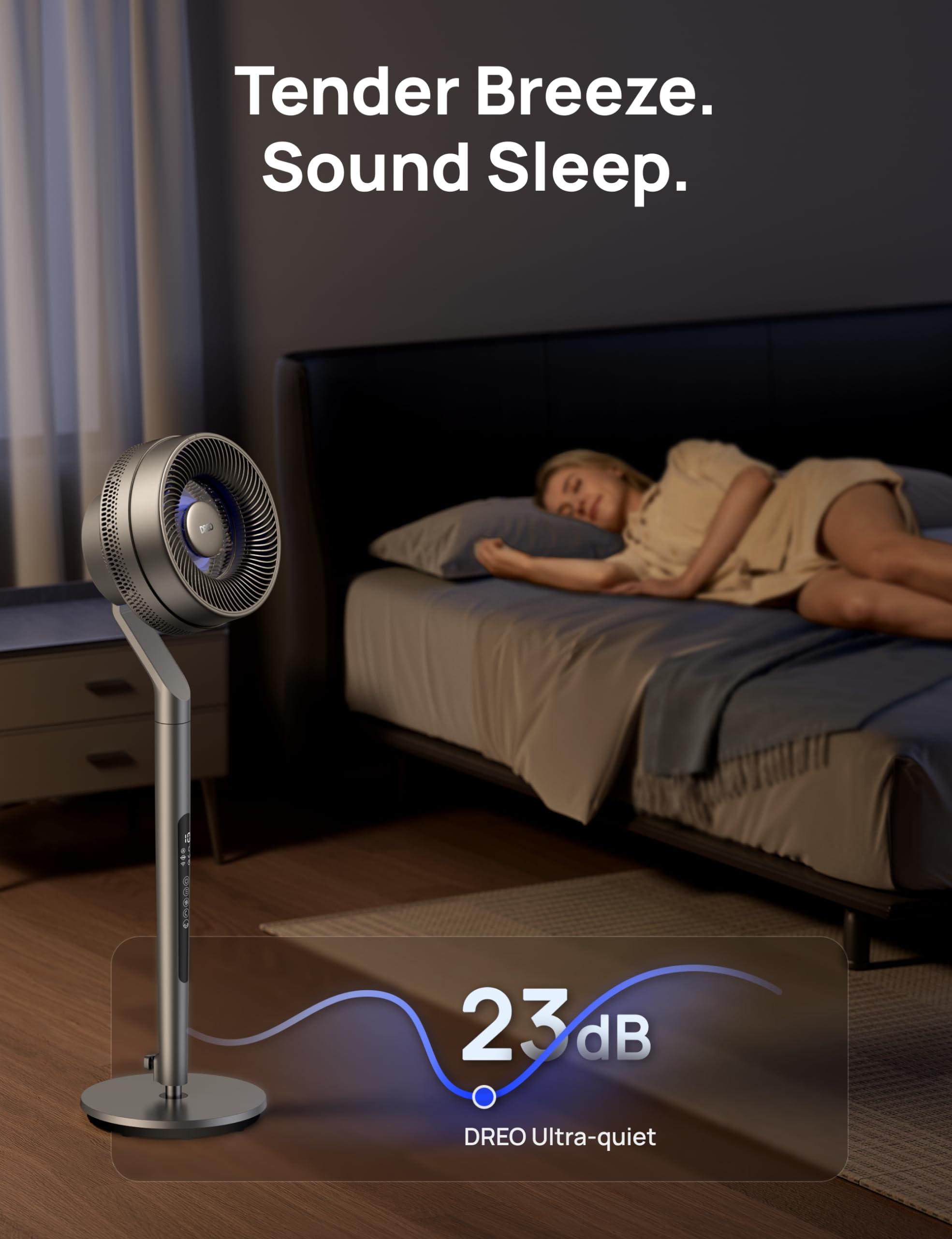 Dreo Pedestal Fan With Smart Control, 40 44' Adjustable Height, Dc Quiet Fans For Bedroom, 120�+85� Omni Directional Oscillating Fan, 100Ft Airflow, 10 Speeds, 6 Modes, 12H Timer, 23Db, Wi Fi/Voice