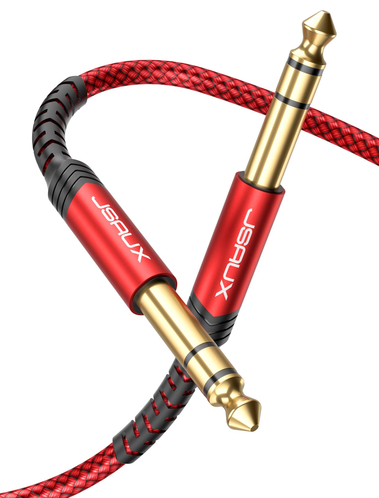 JSAUX 1/4 Inch Guitar Instrument Cable 20FT, 6.35mm (1/4) TRS to 6.35mm (1/4) TRS Stereo Audio Cable Male to Male Straight-to-St