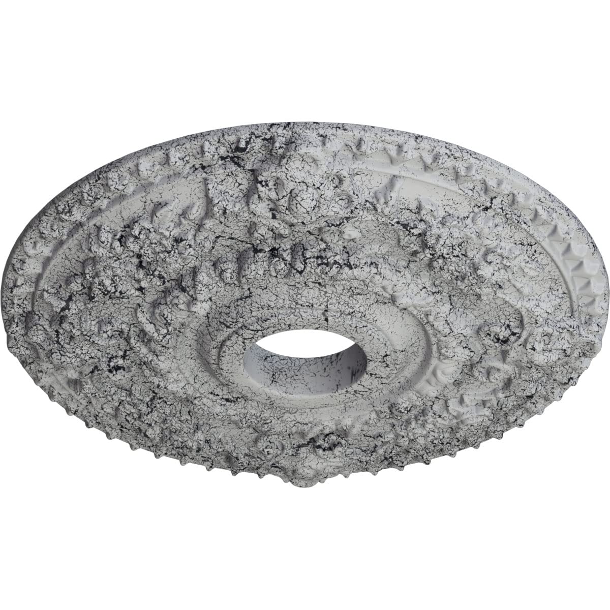 Ekena Millwork Cm18Rouwc Rose Ceiling Medallion, Ultra Pure White Crackle