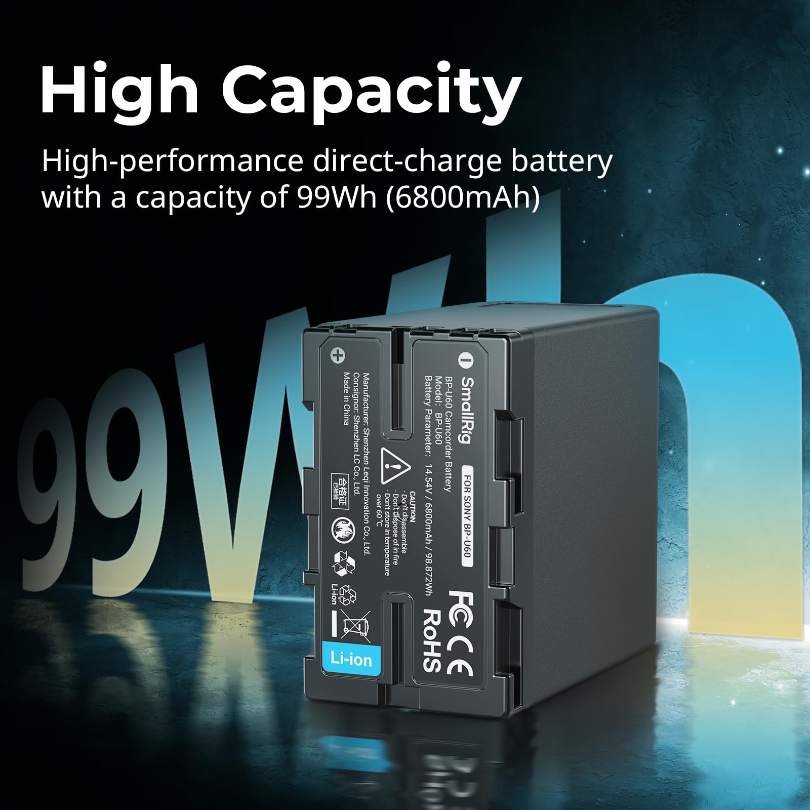 Smallrig Bp-U60 Battery, 99Wh / 6800Mah Replacement Bp-U60 Battery For Sony Fx6, Fx9, Fs5, Fs7, Fs5M2, Fs7M2, X280, Z280 Camcord