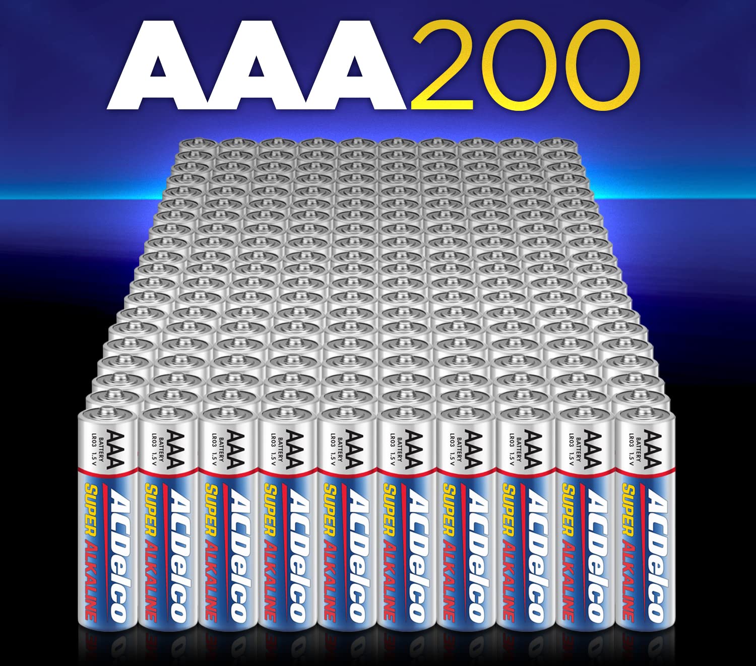 Acdelco Aaa Batteries, Maximum Power Super Alkaline Battery, 10 Year Shelf Life, Recloseable Packaging, 200 Count
