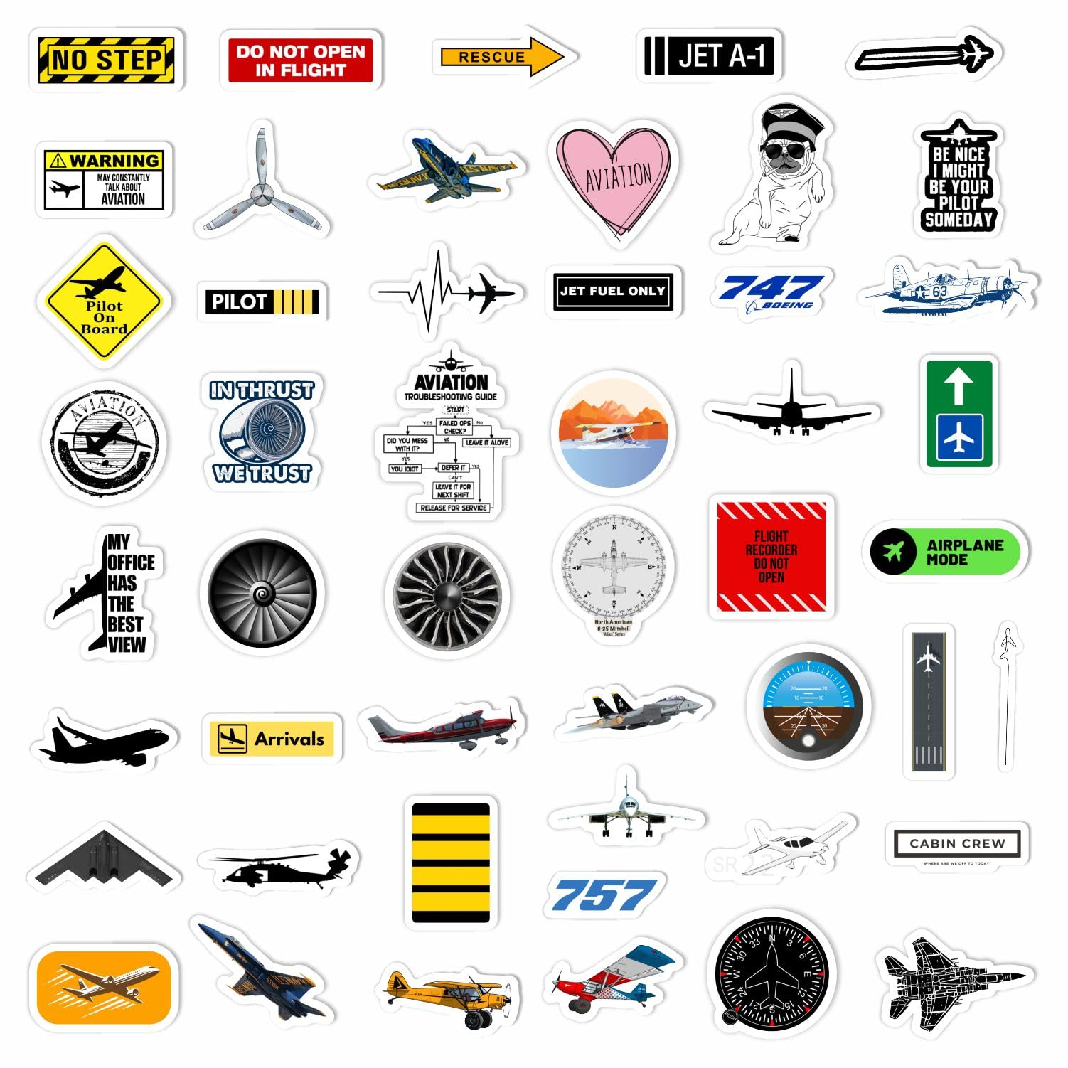 100Pcs Aviation Stickers And Decals, Pilot Stickers For Laptop, Airplane Stickers, Aircraft Stickers   Aviation Gifts, Pilot Gif