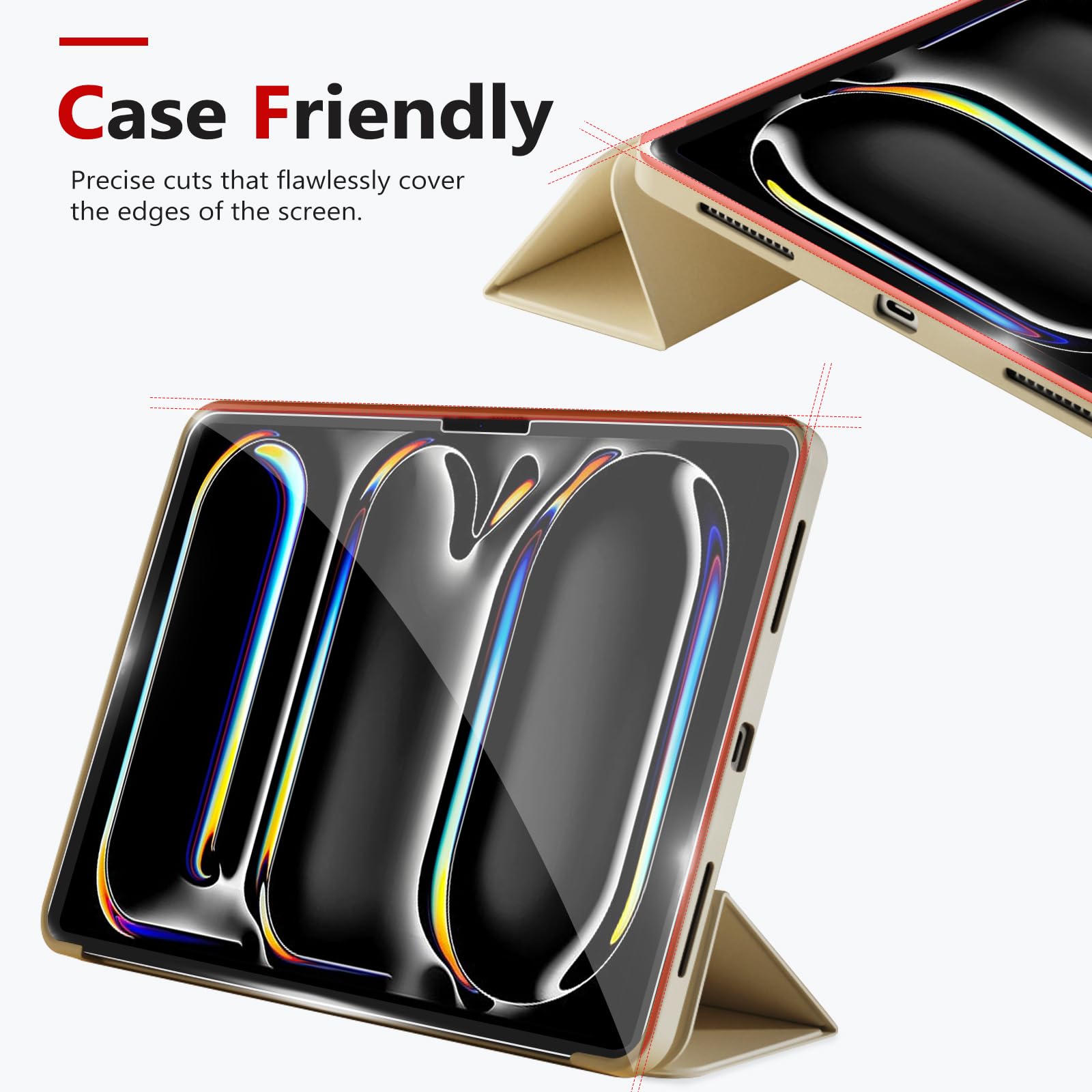 Bersem Screen Protector Compatible With Ipad Pro 13 Inch 2024 (M4), Tempered Glass, Ultra Clear, Anti Scratch, Case Friendly, Ez