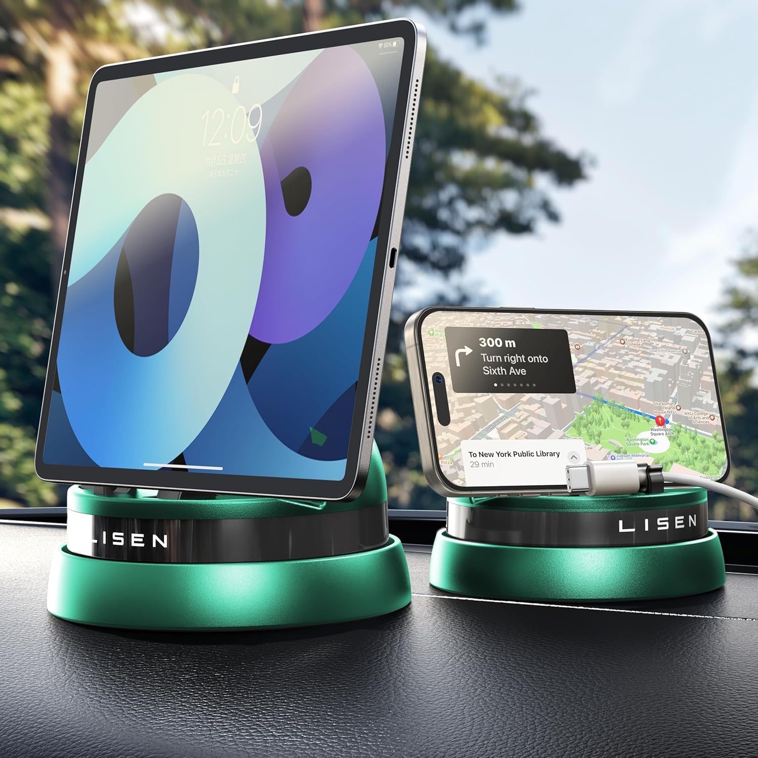 Lisen Phone Holders For Your Car, 360 Rotatable Dashboard Cell Phone Holder,Multifunctional Iphone Car Mount Compatible With Iph