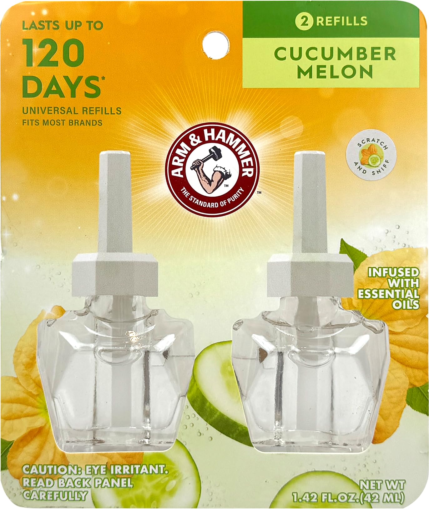 Arm & Hammer Plug in Scented Oil 2 Refills, Cucumber Melon 1.42 Oz