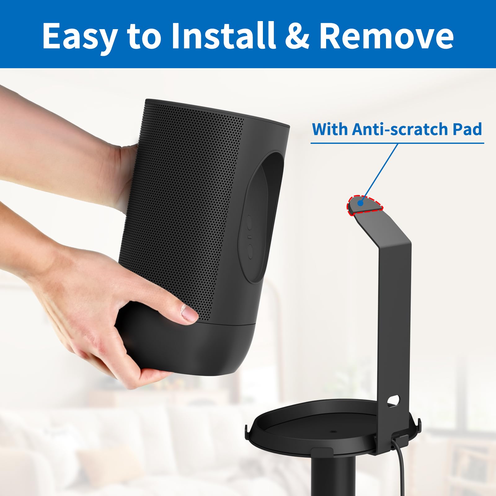 Heavy Duty Floor Speaker Stand For Sonos Move, Sonos Move 2 Stand Holder With Management Cable Clips Compatible With Sonos Move