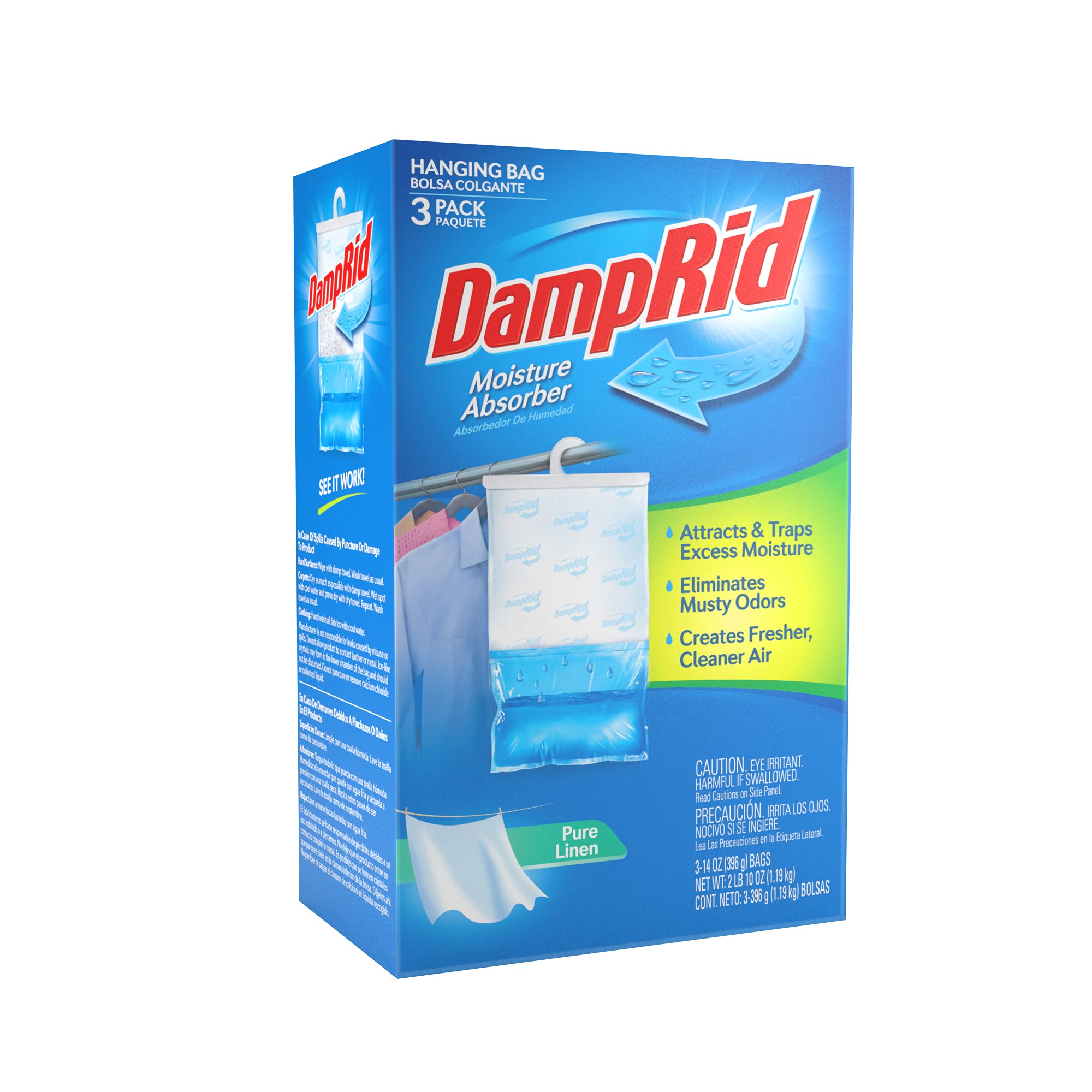 Damprid Pure Linen Hanging Moisture Absorber, 3 Pack, For Fresher, Cleaner Air In Closets