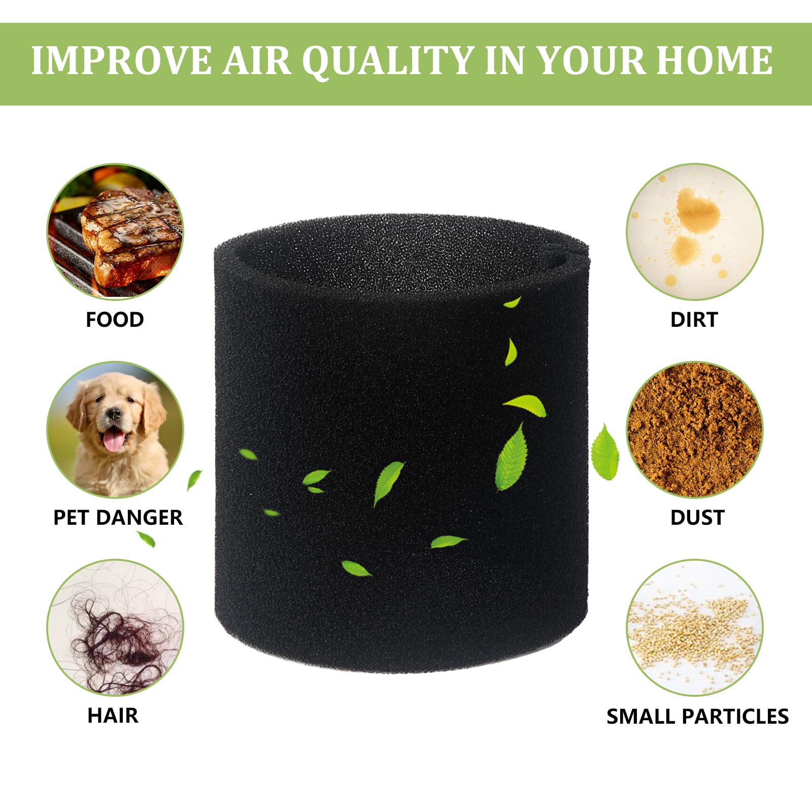 90585 Foam Sleeve Filter Replacement Compatible With Shop Vac, Vacmaster & Genie Shop Vacuum Cleaner, Vf2001 Foam Replacements F
