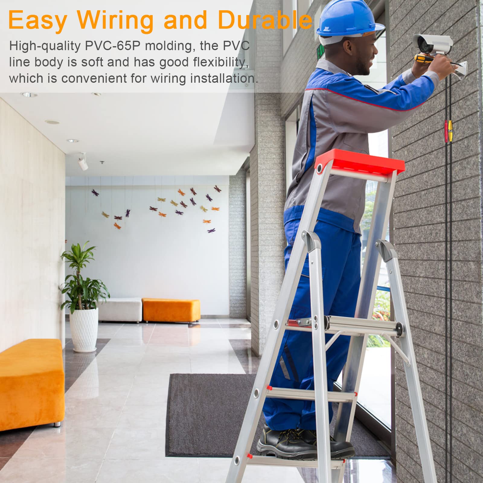 Wildhd Bnc Cable 4X150Ft All In One Siamese Video And Power Security Camera Cable,Bnc Extension Wire Cord With 2 Female Connecto