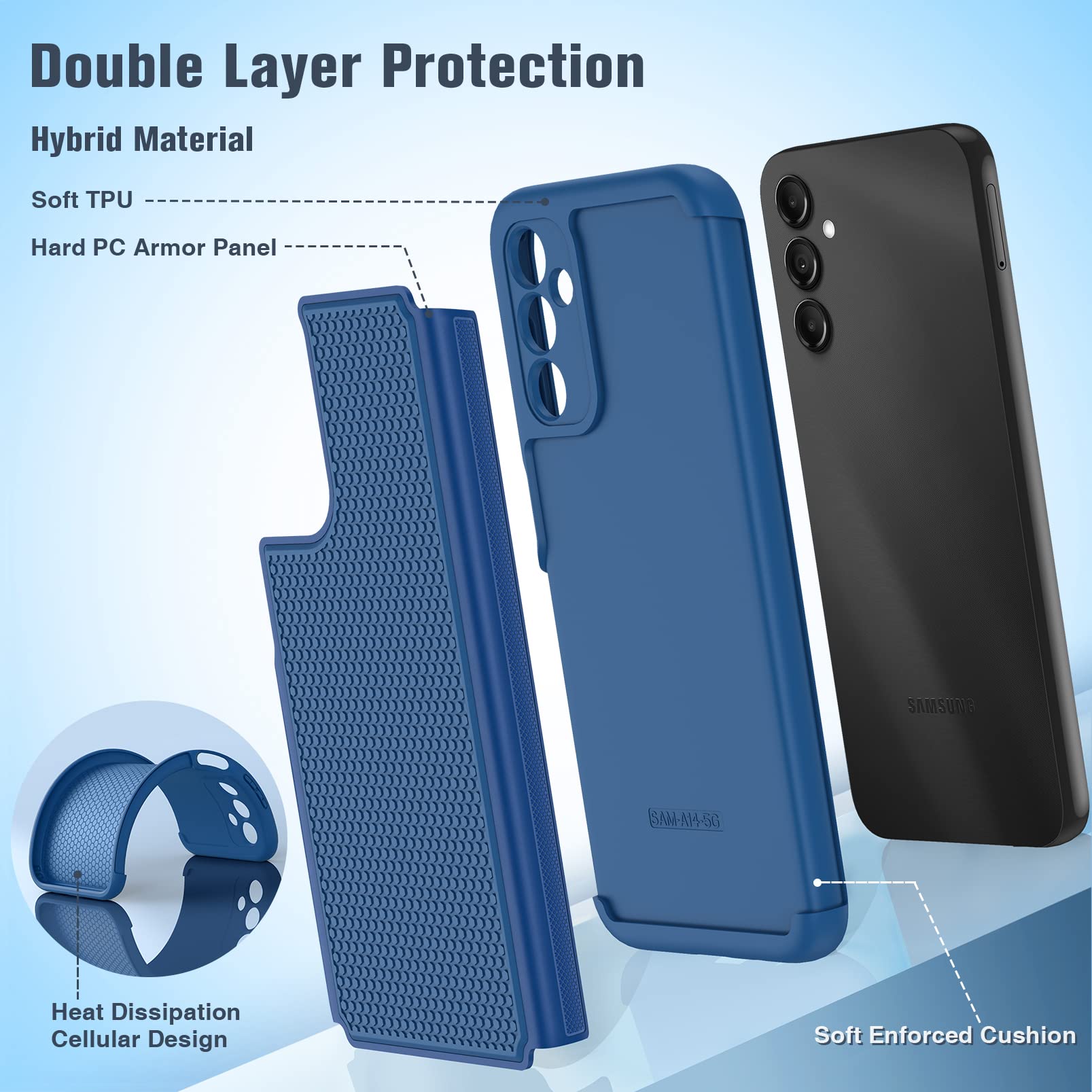 Fntcase Dual Layer Protective Case For Samsung Galaxy A14 5G   Shockproof Rugged Military Protection With Non Slip Textured Back