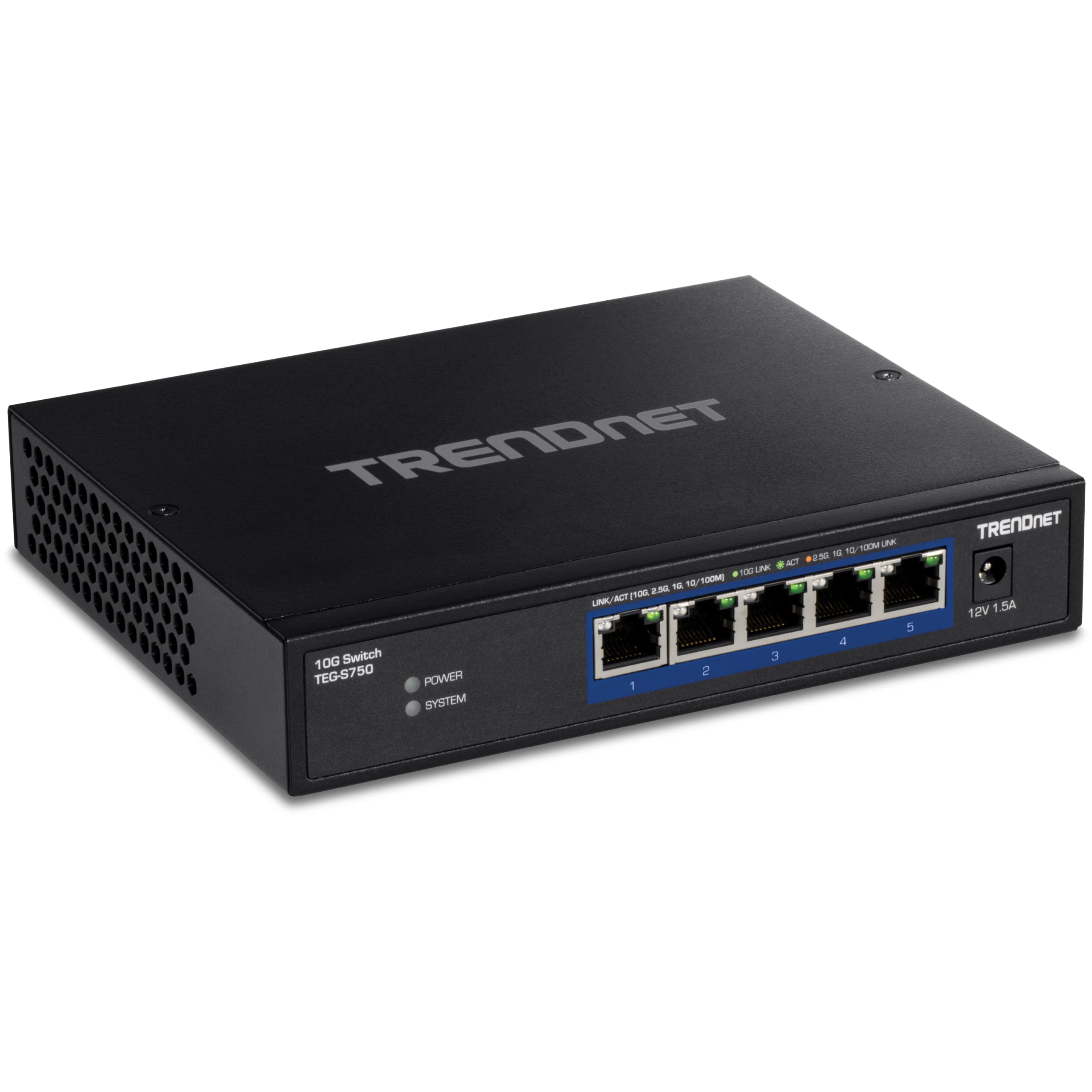 Trendnet 5 Port 10G Switch, 5 X 10G Rj 45 Ports, 100Gbps Switching Capacity, Supports 25G And 5G Base T Connections, Lifetime Pr