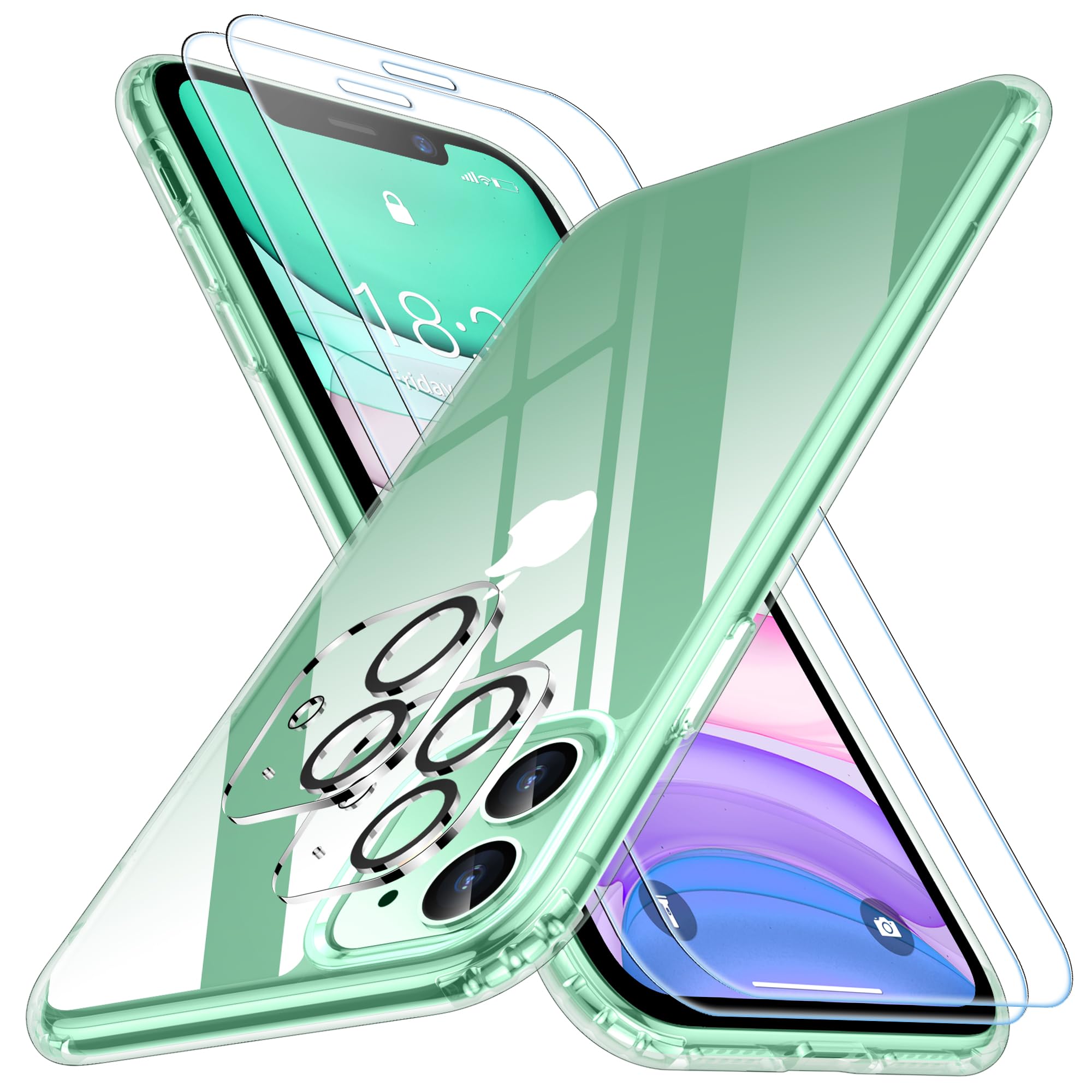 Spidercase For Iphone 11 Case, [Crystal Clear Not Yellowing] [With 2 Pcs Tempered Glass Screen Protector & 2 Pcs Camera Lens Pro
