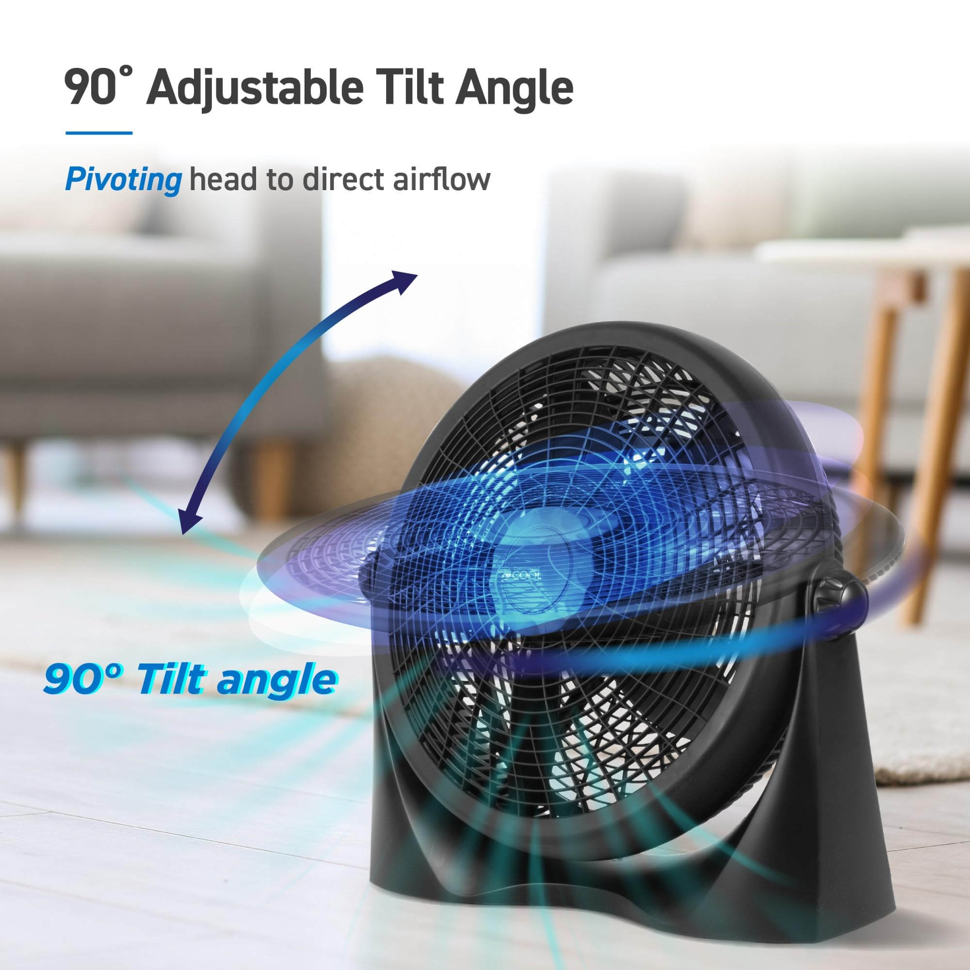 Commercial Cool 16 Inch High Velocity Floor Fan, Black, Cff16B