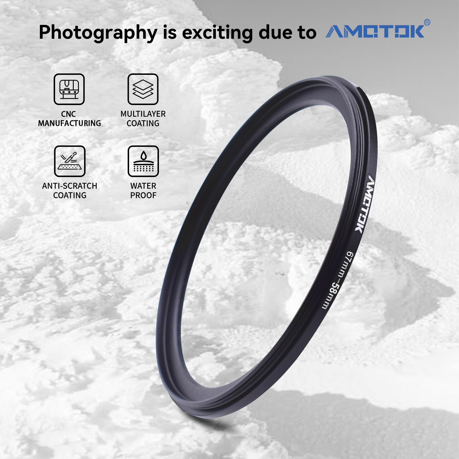 67Mm Lens To 58Mm Camera Lens Adapter,67Mm 58Mm Filter Step Down Ring,Compatible All 58Mm Filter Accessory.Made From Cnc Machine