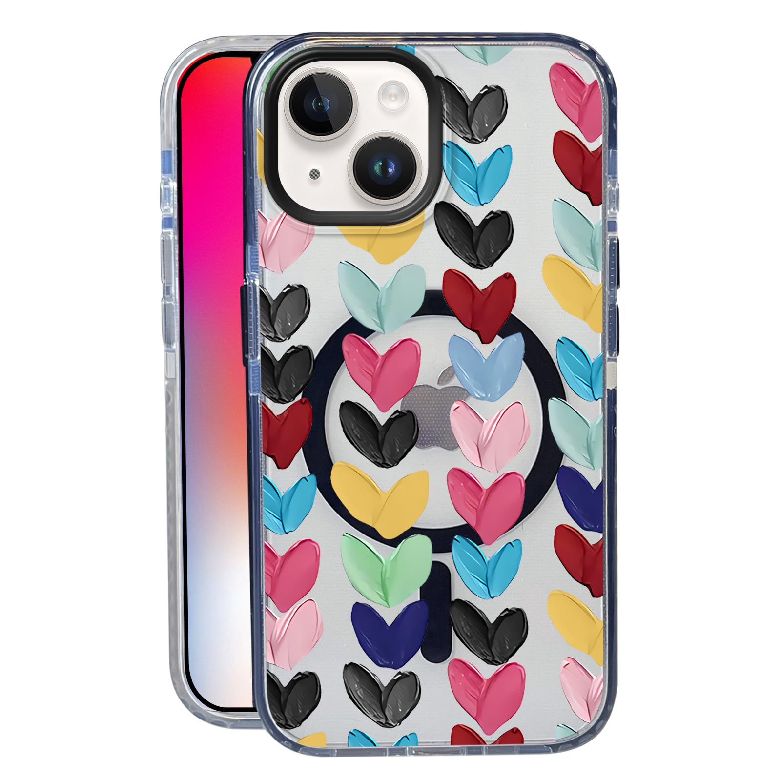 Nimeey Paint Heart for iPhone 13 Case,MagSafe Compatible,Matte Soft Slim Shockproof Cover,Anti-Fingerprint,Anti-Yellowing,Anti-S