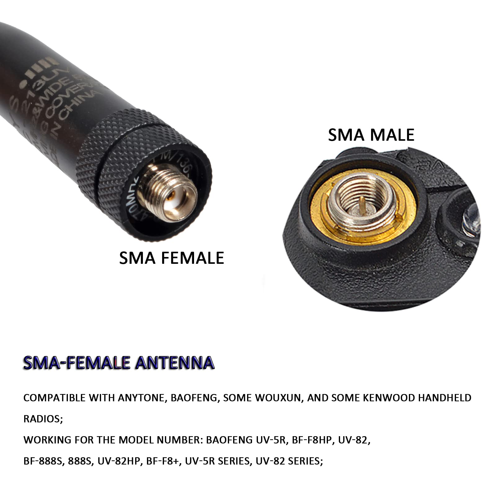 Hys Amateur Radio Vhf/Uhf Sma Female Antenna, 150Mhz/430Mhz 2 Way Radio Antenna For 2M 70Cm Handheld Dual Band Portable Radio