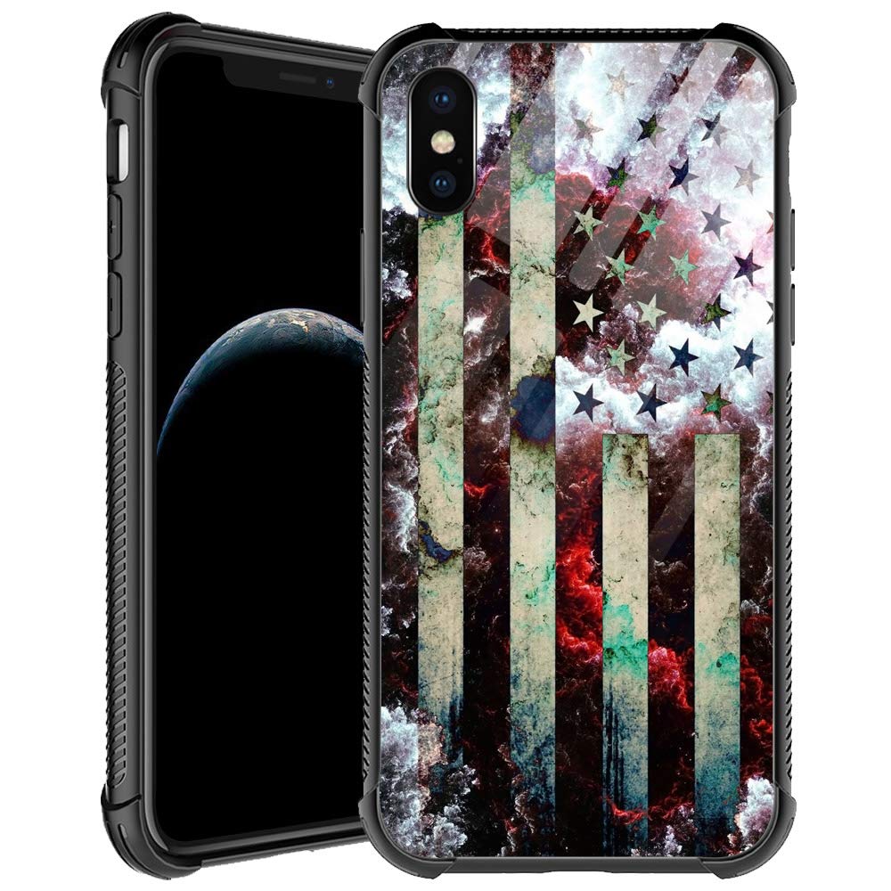 Iphone Xs Case,Us Flag Stardust Iphone X Cases For Men Boys,Shockproof Anti Scratch Soft Tpu Pattern Design Case For Apple Iphon