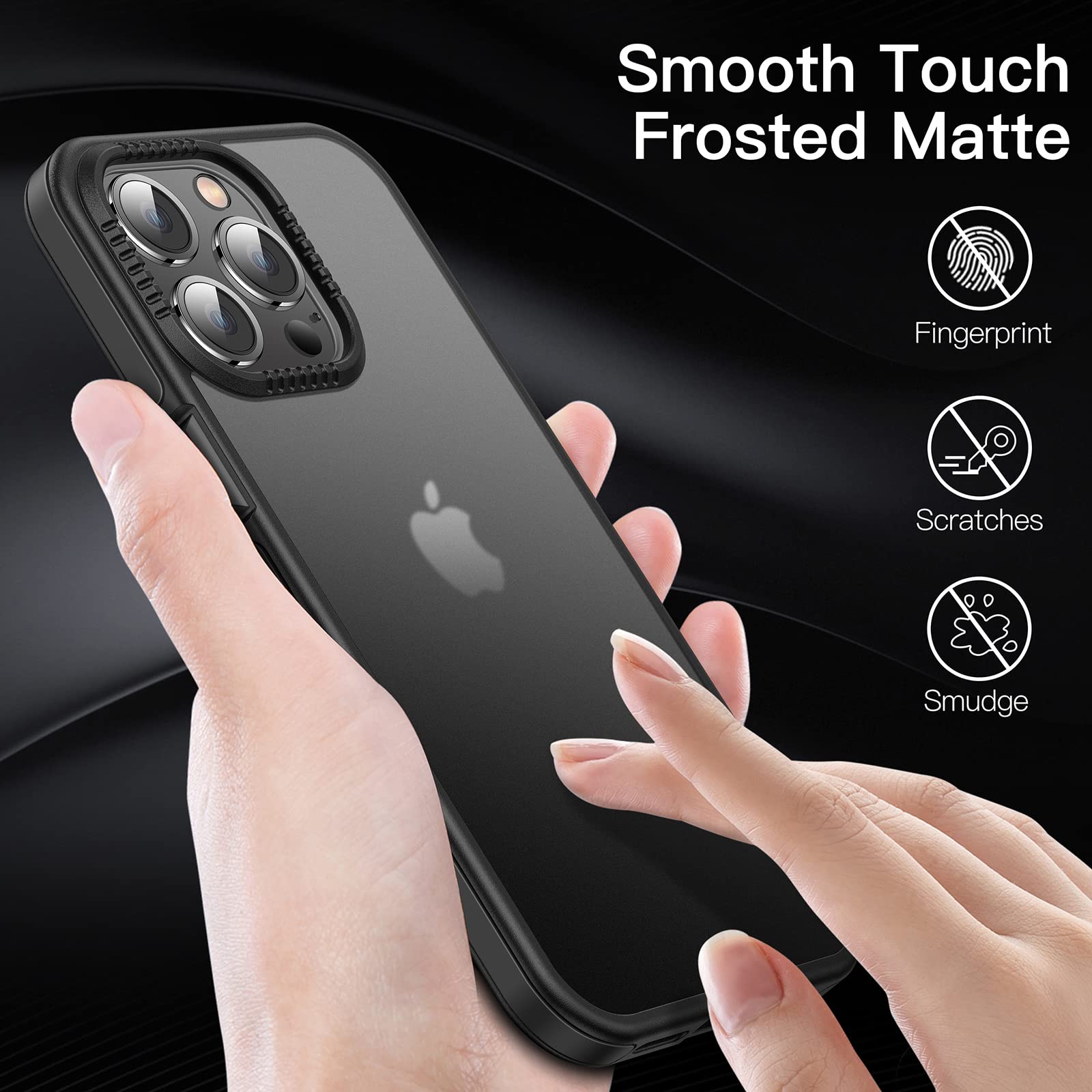 C Casus Shockproof Translucent Matte Slim Silicone Hard Back Phone Case for iPhone 13 Pro Max Black