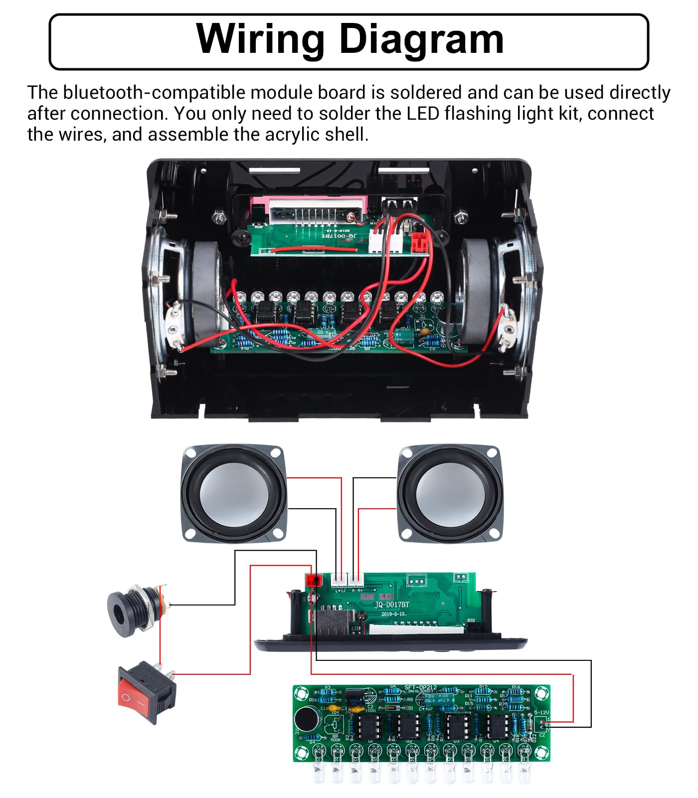 Banria Diy Bluetooth Compatible Speaker Kit, Diy Fm Radio Soldering Project Usb Mini Home Sound Amplifier Diy Electronics Kit Wi