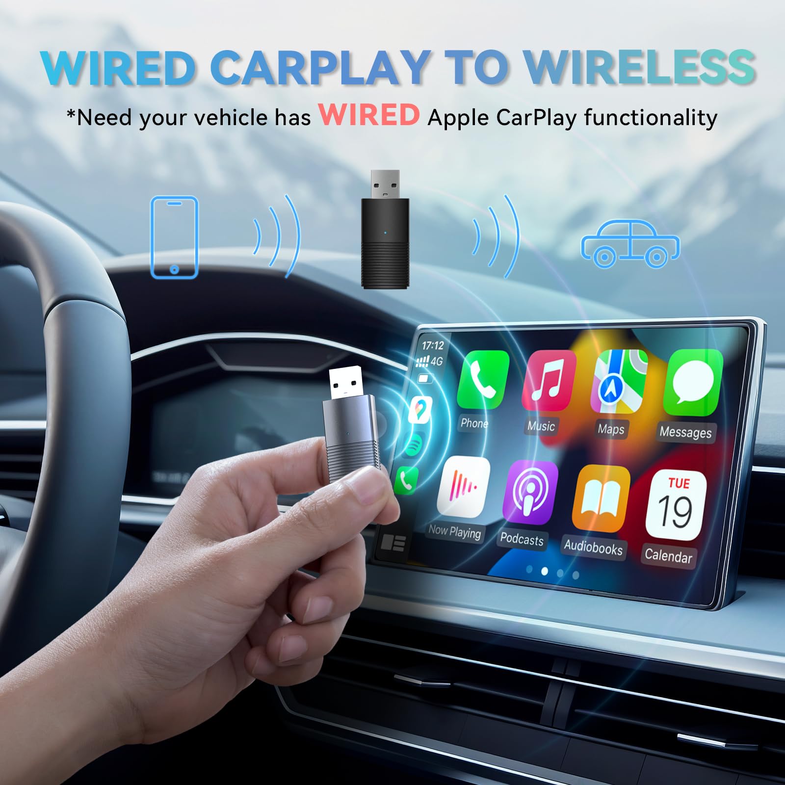 Minix Wireless Carplay Adapter For Apple Ios 10+ Slim Edition Stable Connection For Only Convert Wired To Wireless Carplay Dongl
