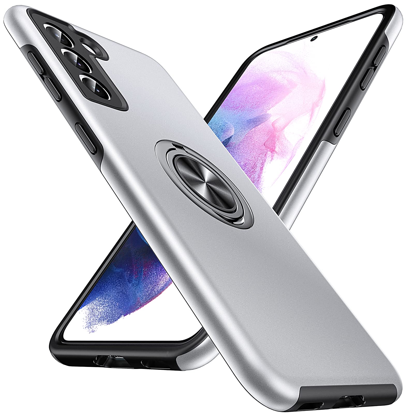 Anqrp Hidden Series Galaxy S21+ Plus Case 5G,[No Fall-Off Kickstand] 360 Embedded Ring, 15Ft Military Grade Shockproof Protectiv