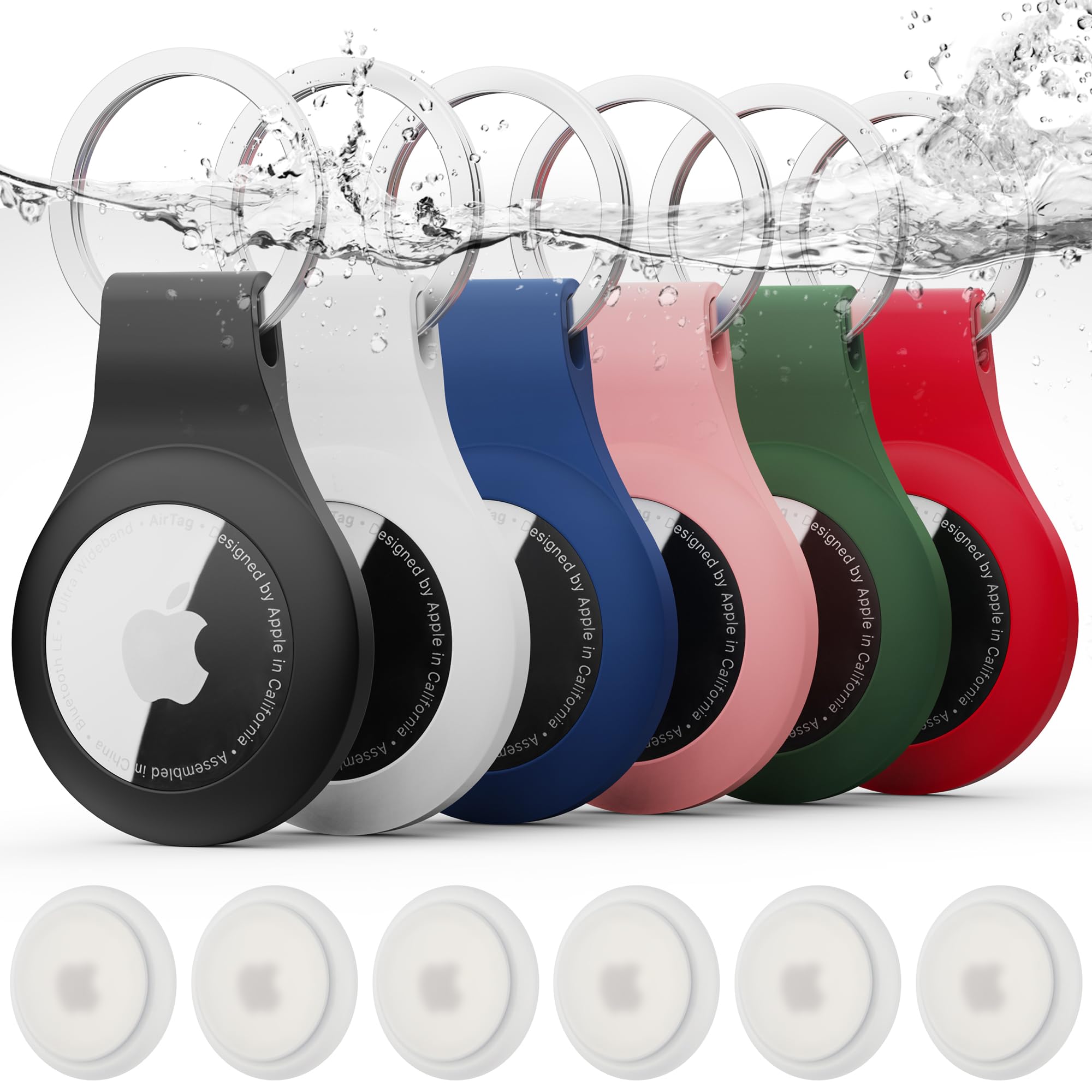 Dlenp Airtag Holder Air Tag Case With Keychain, Waterproof Silicone Case For Airtags [Drop Proof] [Anti Scratch] Full Body Prote