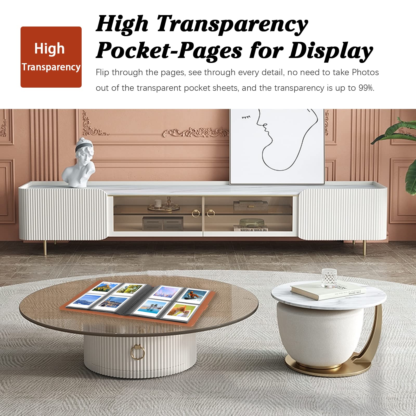 288 Pockets Photo Album For Fujifilm Instax Square Sq1/Sq6/Sq10/Sq20 Camera, Kodak Mini 3 Square,Mini Shot 3 Square, Mini Shot 3 Square Printer, Album For Instax Square Photo, Kodak 3X3' Photo (Brown)