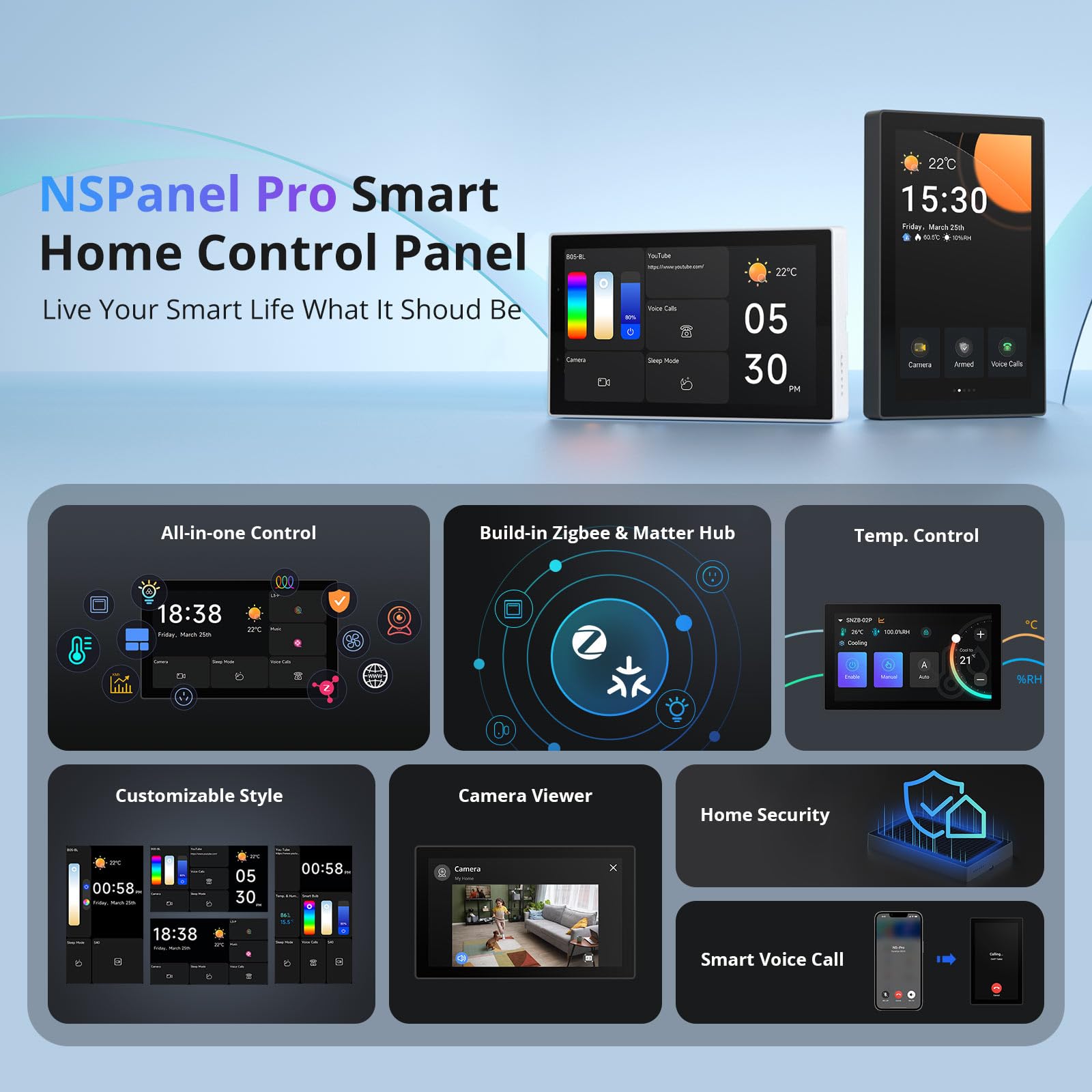 Sonoff Nspanel Pro 120 Smart Home Control Panel, Integrate Zigbee Gateway With Home Security, 4.7-Inch Large Display With Monito
