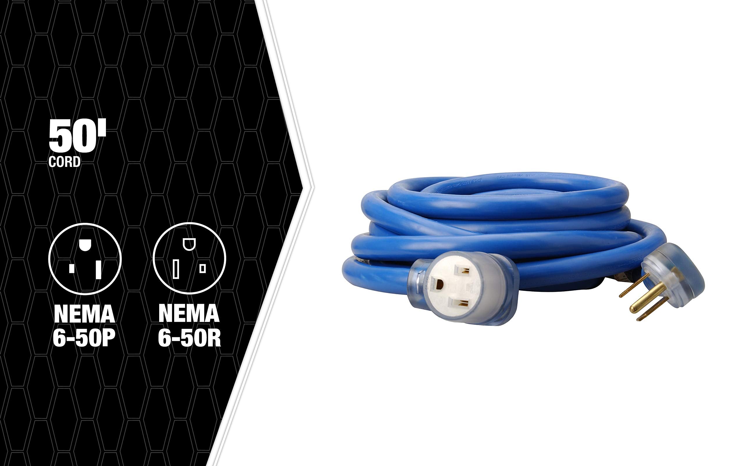 Southwire 8/3 Heavy Duty Stw 50 Amp/250 Volt Nema 6 50 Blue Welder Extension Cord; 50 Feet, 19228806