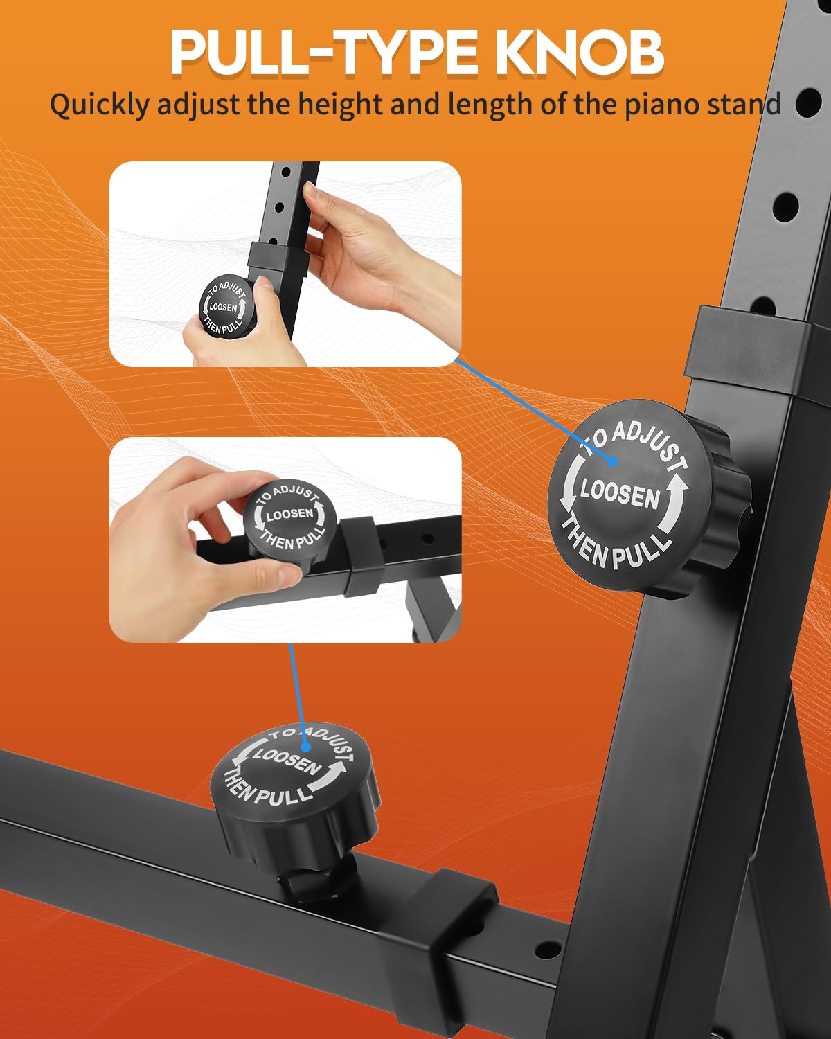 Strich Piano Keyboard Stand Heavy Duty With Wheels And Stand Pads - Adjustable Portable Music Stand, Fits 54, 61, 88 Key Electri