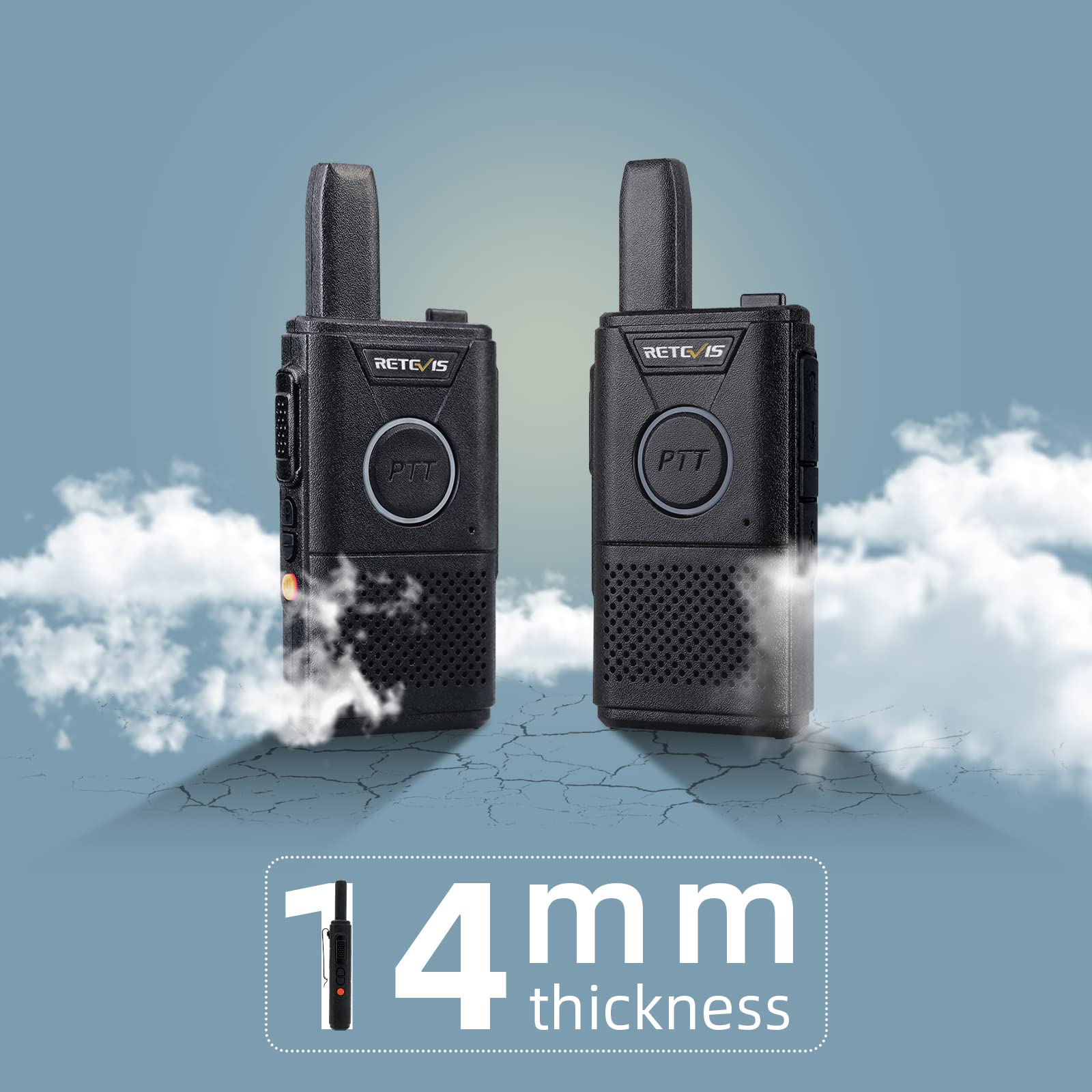 Retevis Rt18 Walkie Talkies With Earpiece,2 Way Radios Long Range,Dual Ptt,Short Antenna,Center Led, Compact, Rechargeable Two W