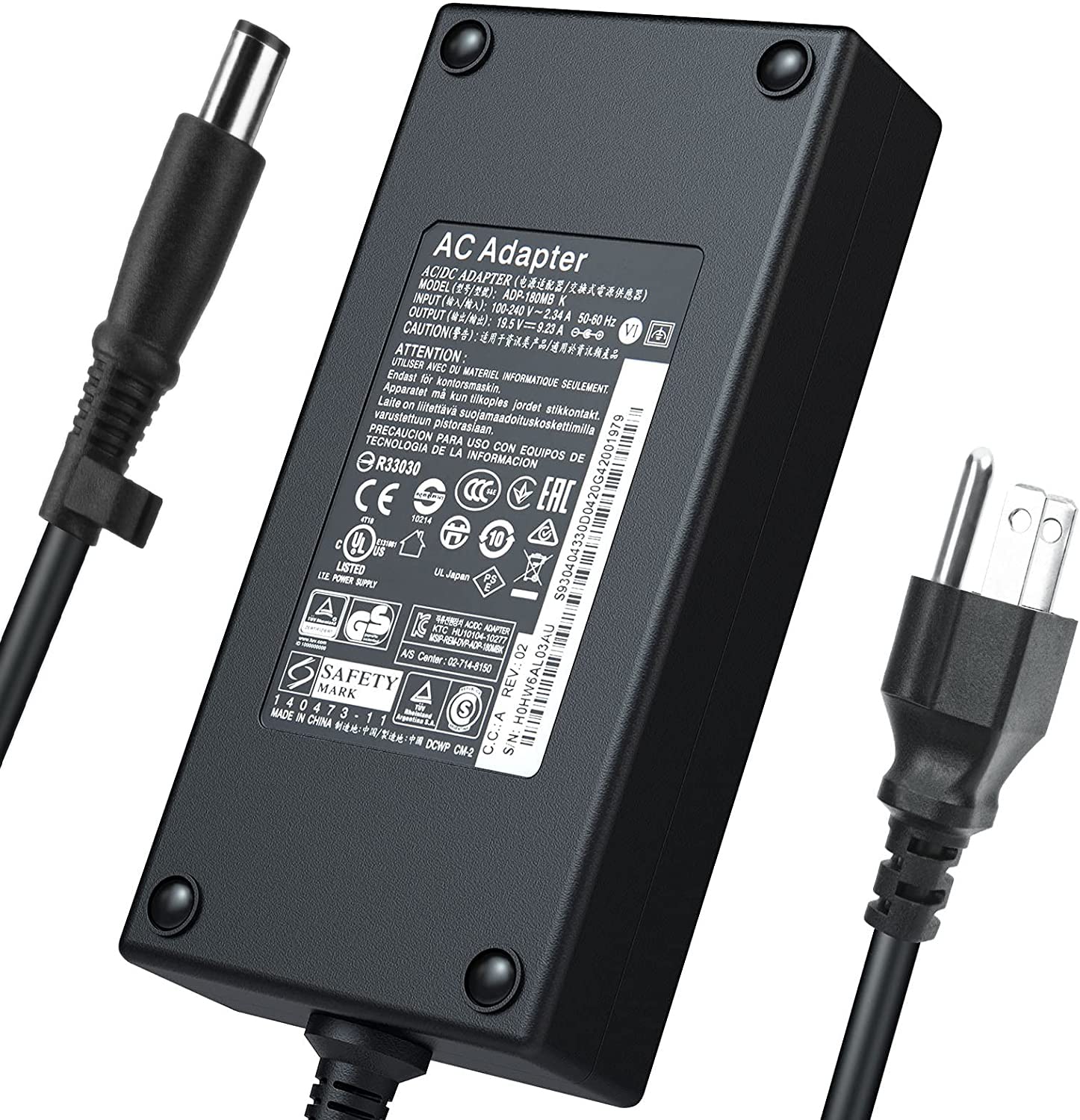 JIAHENGDE 180W AC Charger for Dell WD19, WD22TB4, TB16, D6000, WD15 Docking Stations, Power Cord for Business Monitors