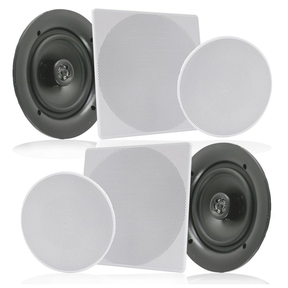 Pyle Pair 10    Flush Mount In Wall In Ceiling 2 Way Speaker System Spring Loaded Quick Connections Changeable Round/Square Gril