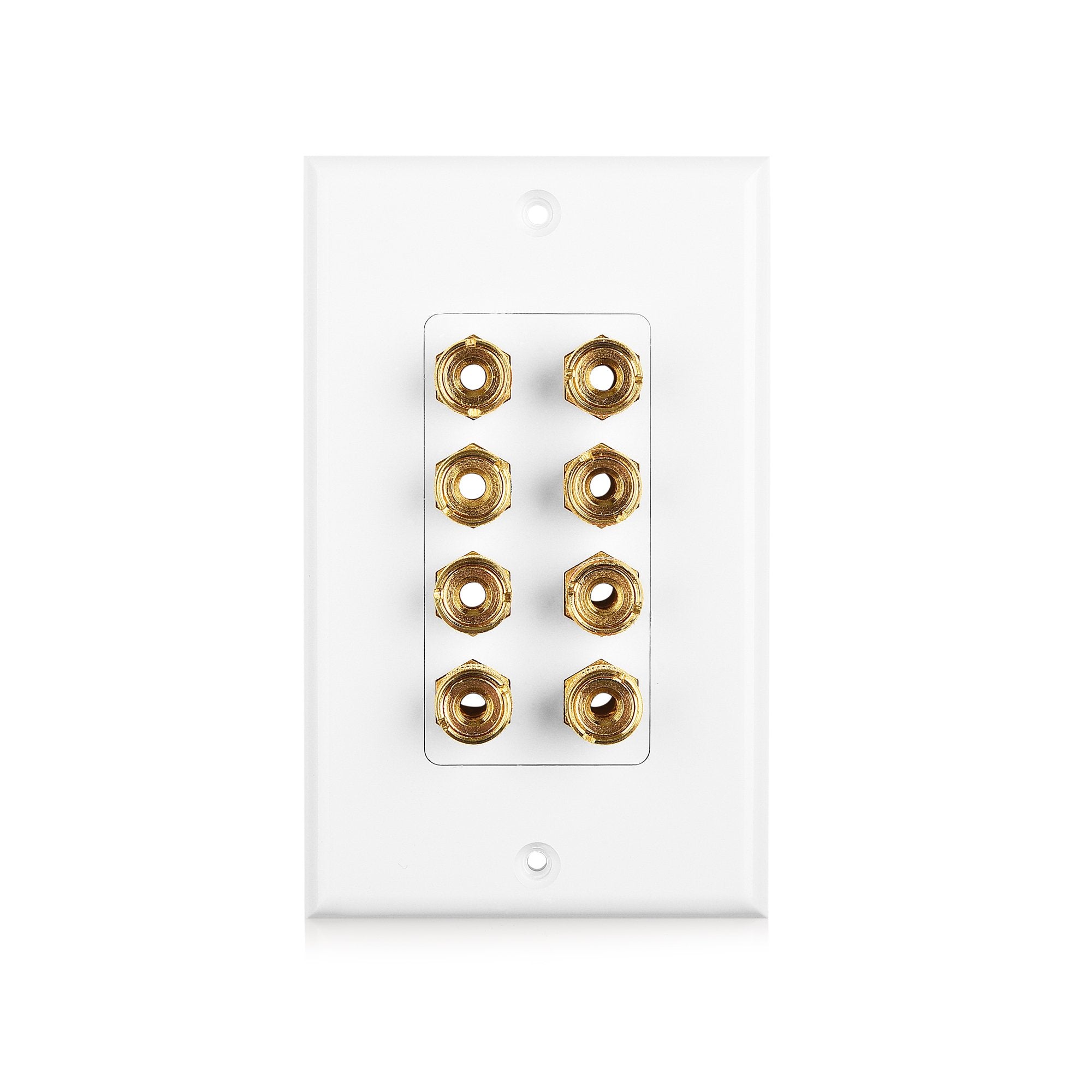 Cable Matters Speaker Wire Wall Plate (Speaker Wall Plate, Banana Plug Wall Plate) For 4 Speakers In White