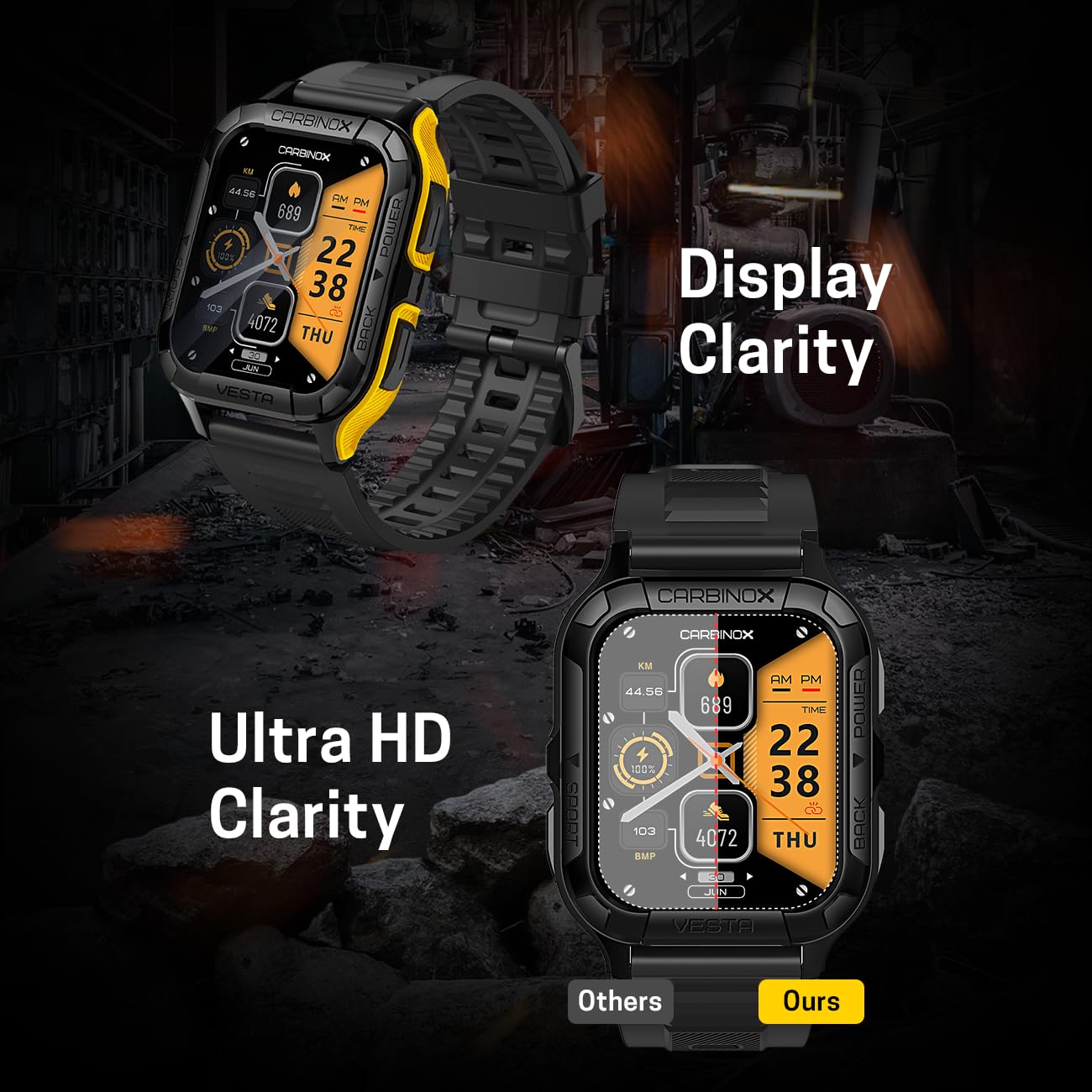 Carbinox Tempered Glass Screen Protector Compatible For Vesta Smart Watch - High Transparency, Anti Scratch, High Sensitivity, B