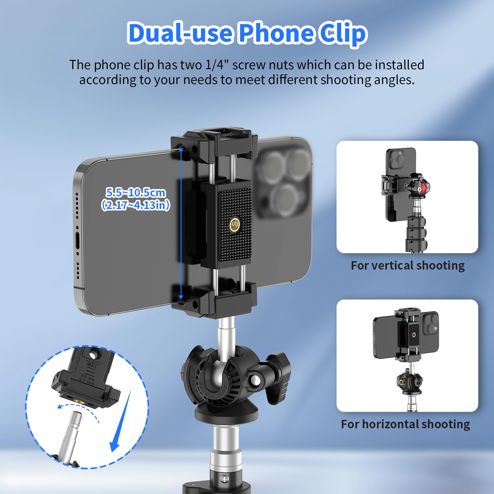 Xxzu Phone Tripod Mount With Ball Head,Tripod Head 360Rotating Camera Ball Mount, Phone Holder Adapter With Cold Shoe, 1/4''Scre