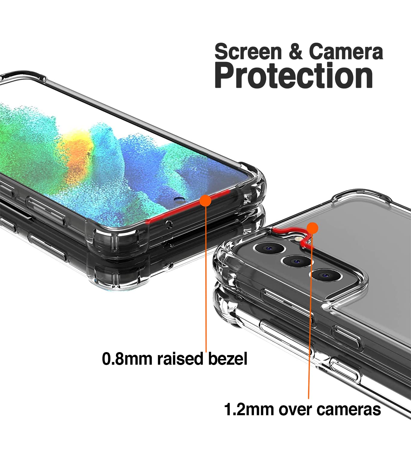 KIOMY Phone Case Samsung Galaxy S21 FE 5G Shockproof Bumper Hybrid Crystal Clear