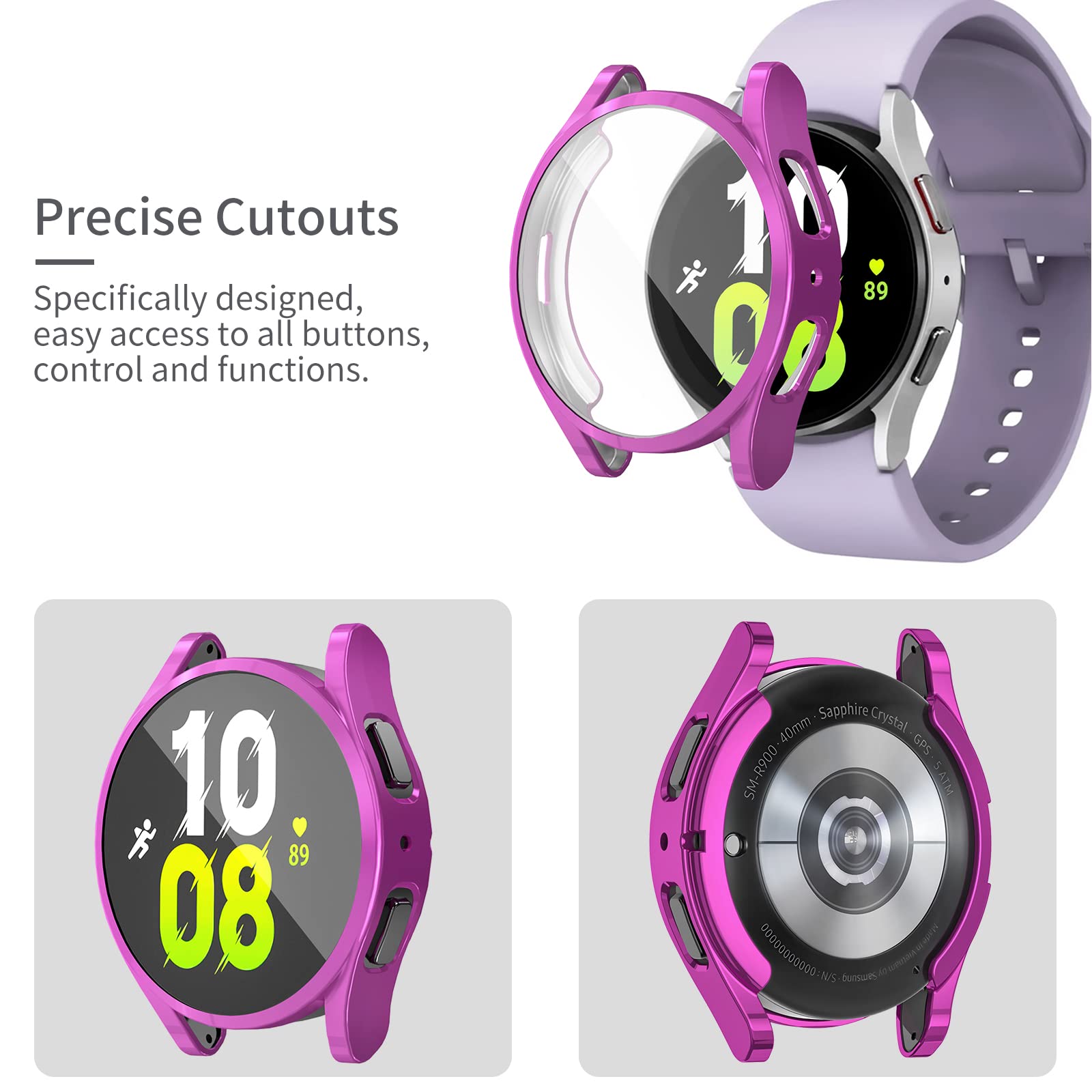 [10Pack] Richone Compatible With Samsung Galaxy Watch 5/Galaxy Watch 4 40Mm 44Mm Screen Protector Case, Full Protection Cover So